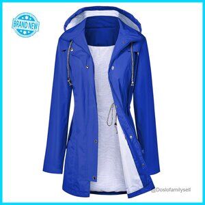Waterproof Long Hooded Trench Coat Lined Windbreaker Travel Jacket Classic Chic